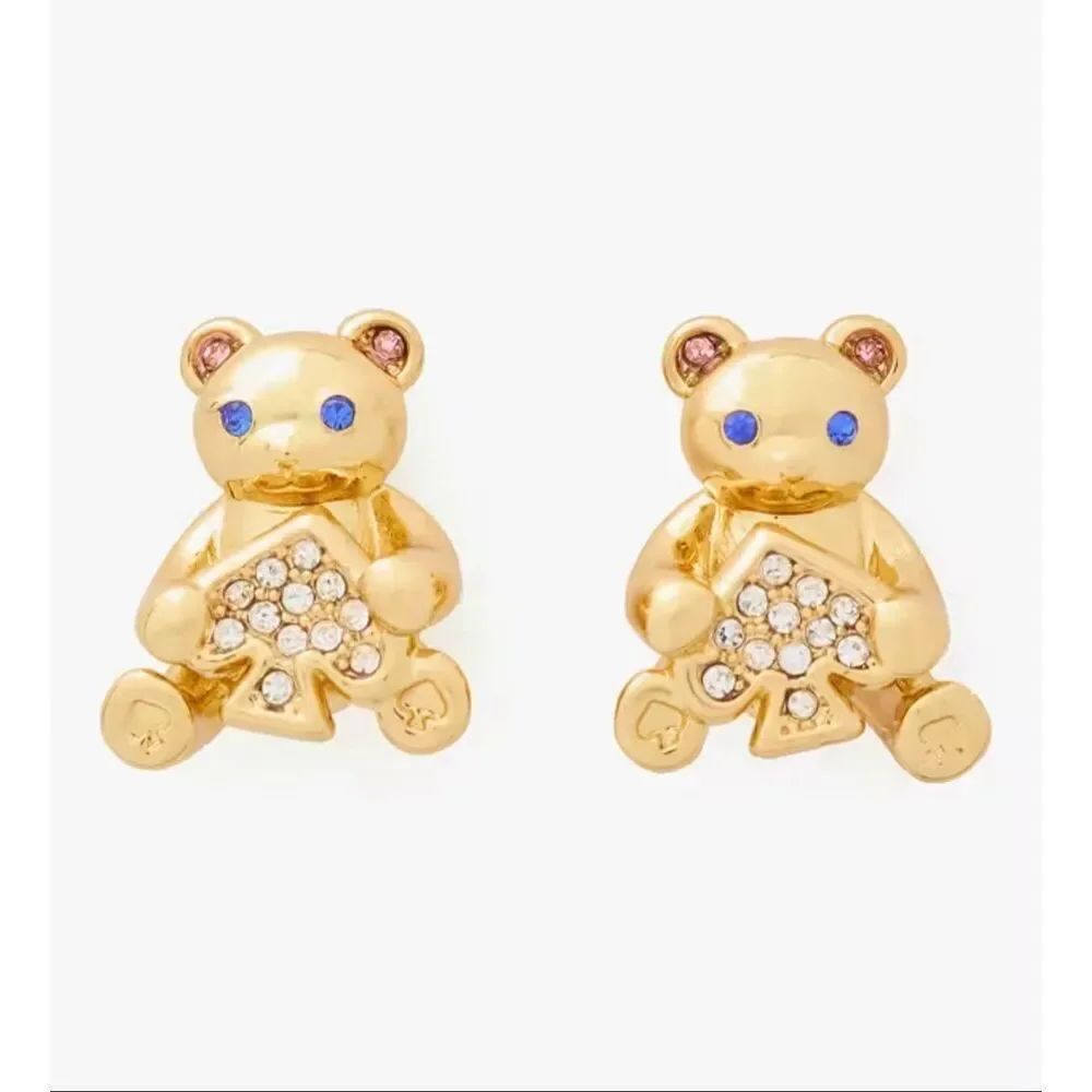 Kate Spade NEW Oh what Fun Spade Teddy Bear stud earrings